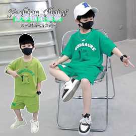 男童夏季套装2025新款洋气恐龙男孩童装衣服儿童帅气男宝宝夏装潮