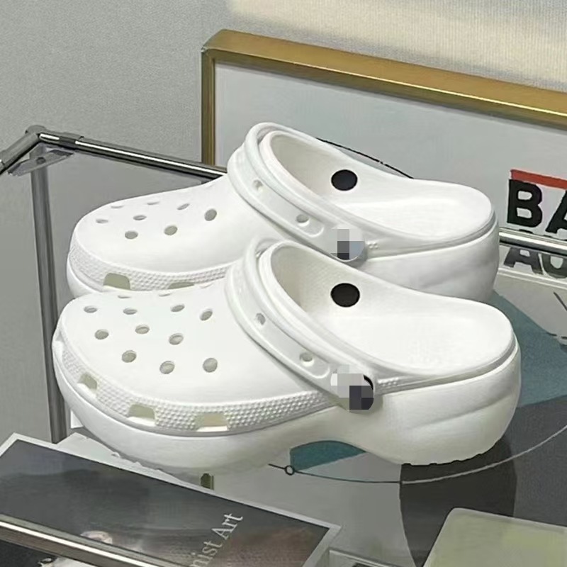 Cros经典云朵卡洛驰洞洞鞋女夏季复古沙滩鞋骨白色增高厚底凉鞋女