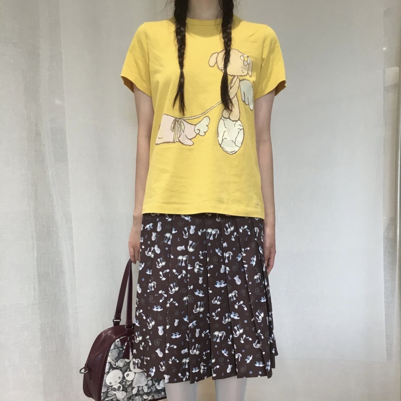 New Autumn Style T-Shirt with Vintage Print of Little Angel Illustration, Round Neck, Short Sleeves