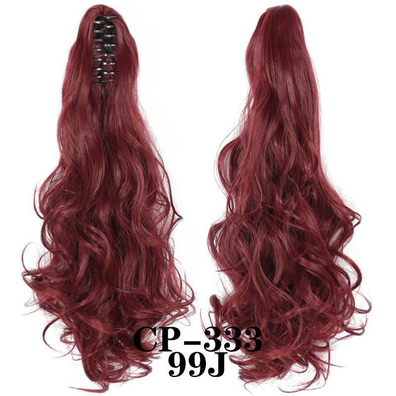 Europa y los Estados Unidos pelucas ondas largas pelucas de fibra química agarrar clip de cabello rizado garra de caballo 8 dientes fábrica de cola de caballo en stock