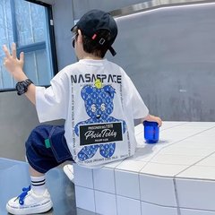 潮牌童裝男童T恤夏季2024新款兒童短袖夏裝跨境中大童半袖打底衫T