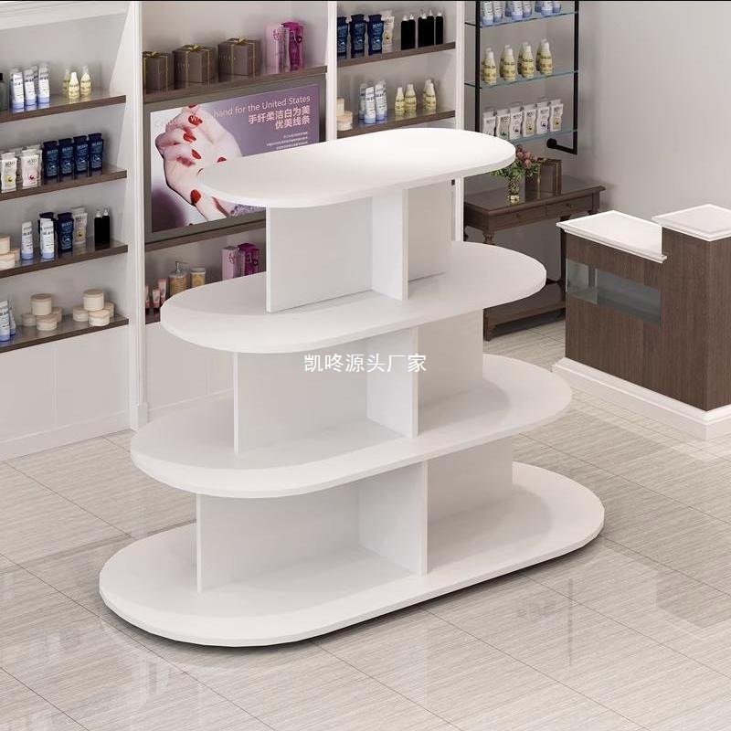 木质长方形中岛零食母婴玩具化妆品展示陈列货架礼品柜圆形展示架