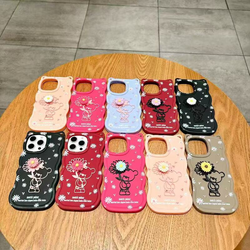Wavy Cat Ears Mobile Phone Case Suitable for Vivo Y31/Y39 Flower Bear Accessories Cute Cartoon Protective Cover