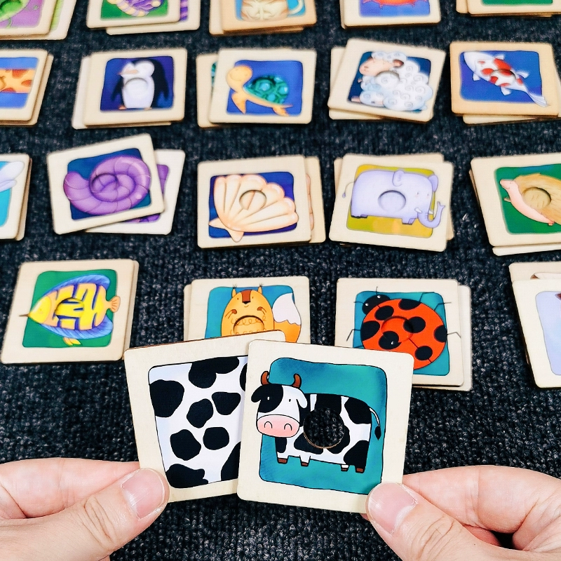 Животные когнитивные теневые пары, чтобы найти ту же карту Montshe Rocal Puzzle Детский сад головоломка Материалы играть учебные пособия