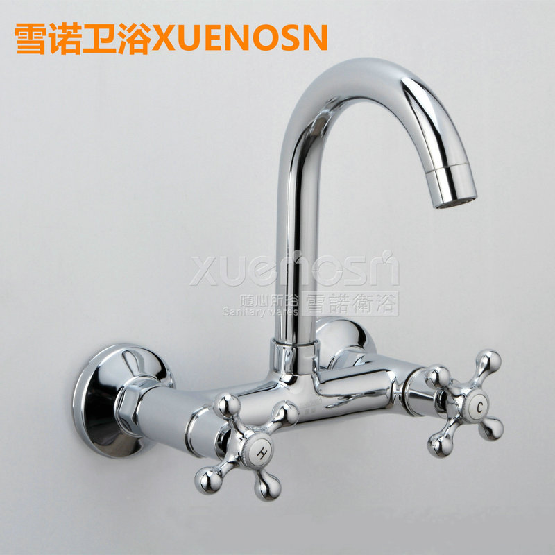 Snowo All-Copper Hot and Cold Dual-Handle Kitchen Faucet Concealed Shower Pipe Faucet with Dual Handles