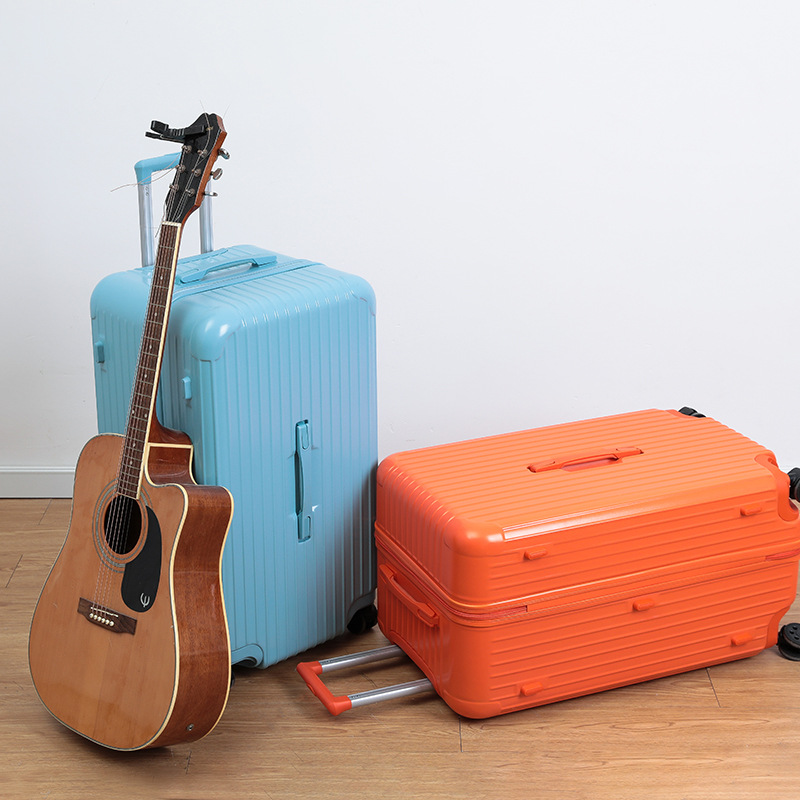 De alta apariencia de gran capacidad engrosada cremallera equipaje carro equipaje de viaje 24 pulgadas 26 pulgadas universal rueda de cuero caso para las mujeres