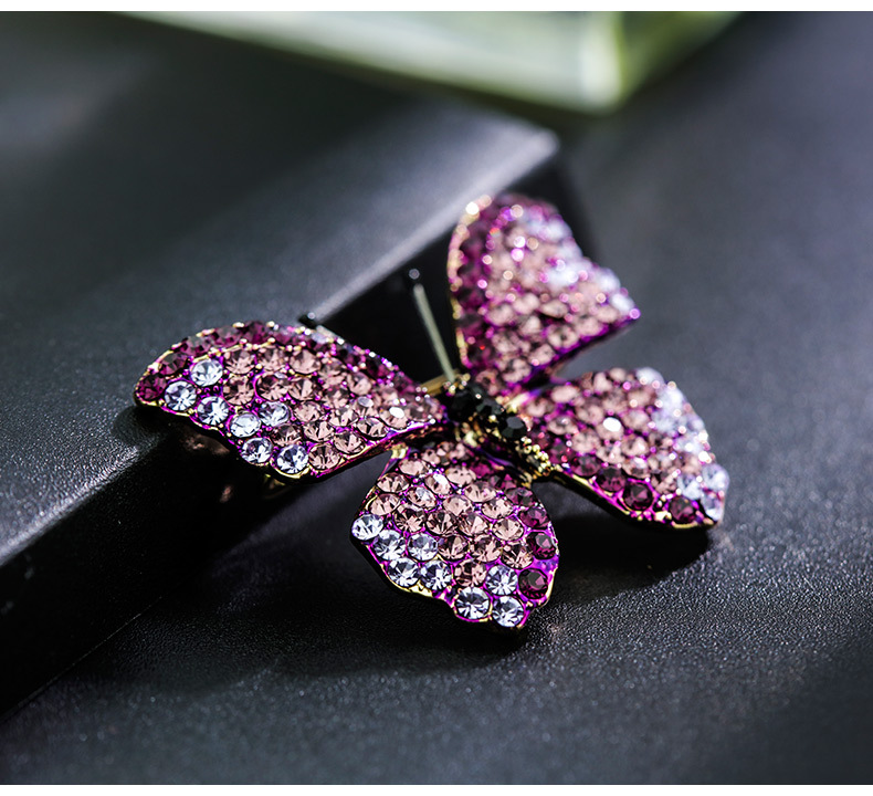 Plating, Inlay Design Simple Style Style Simple Style Pin Butterfly Alloy Plating Inlay Rhinestones Women's Brooches