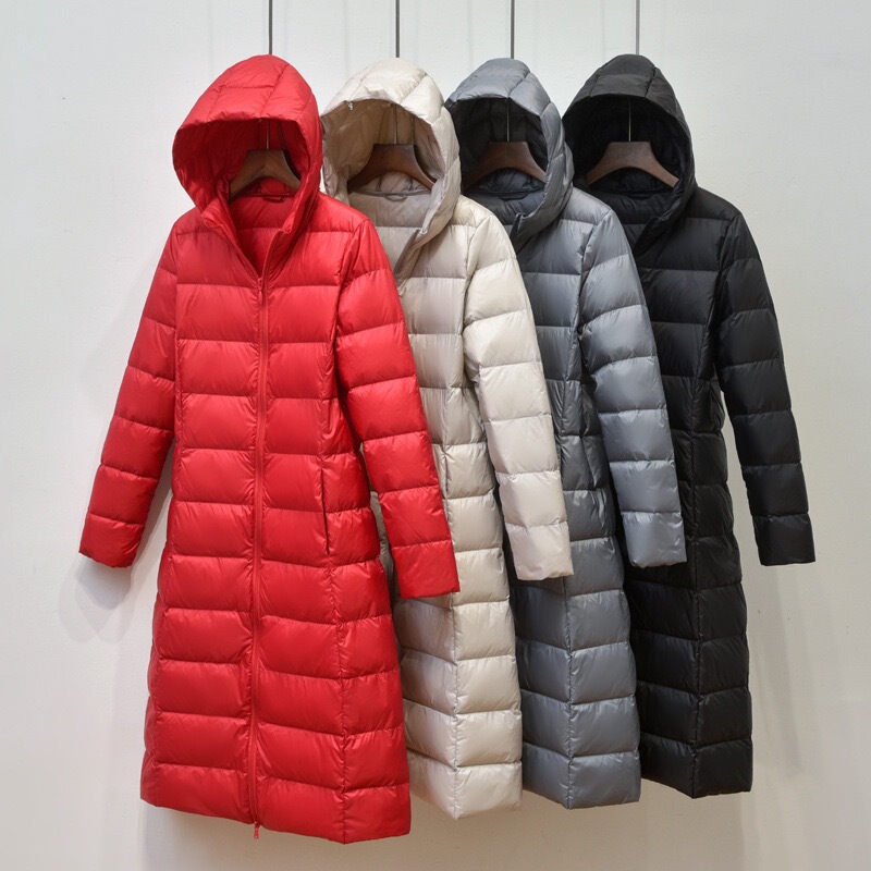 Cross-Border Autumn and Winter New Women's down Jacket, Lightweight, Mid-Length, Over-The-Knee, Slim Fit, Fashionable, Versatile, Hooded, Factory Direct Sale, Trendy Cross-Border Autumn and Winter New Women's down Jacket, Lightweight, Mid-Length, Over-The-Knee, Slim Fit, Fashionable, Versatile, Hooded, Factory Direct Sale, Trendy