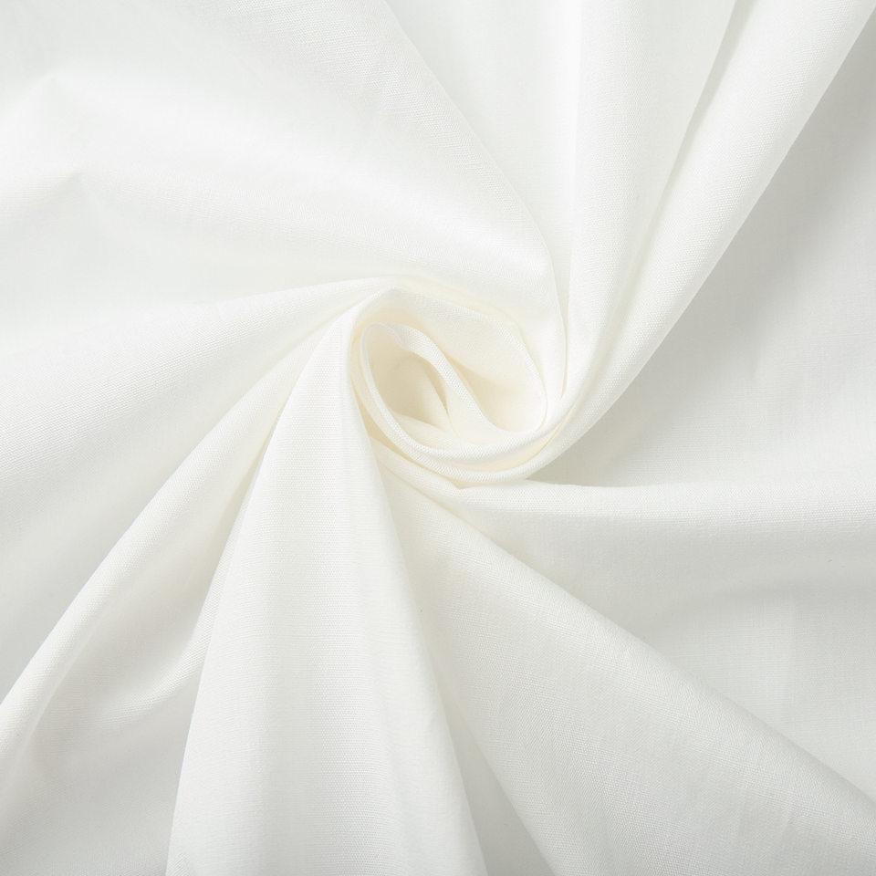 Đầm liền nữ cổ tròn tay phồng cotton dáng rộng màu trơn — Màu trắng chi tiết 8