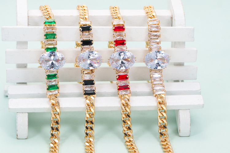 Retro Geometric Copper Plating Zircon Bracelets 1 Piece