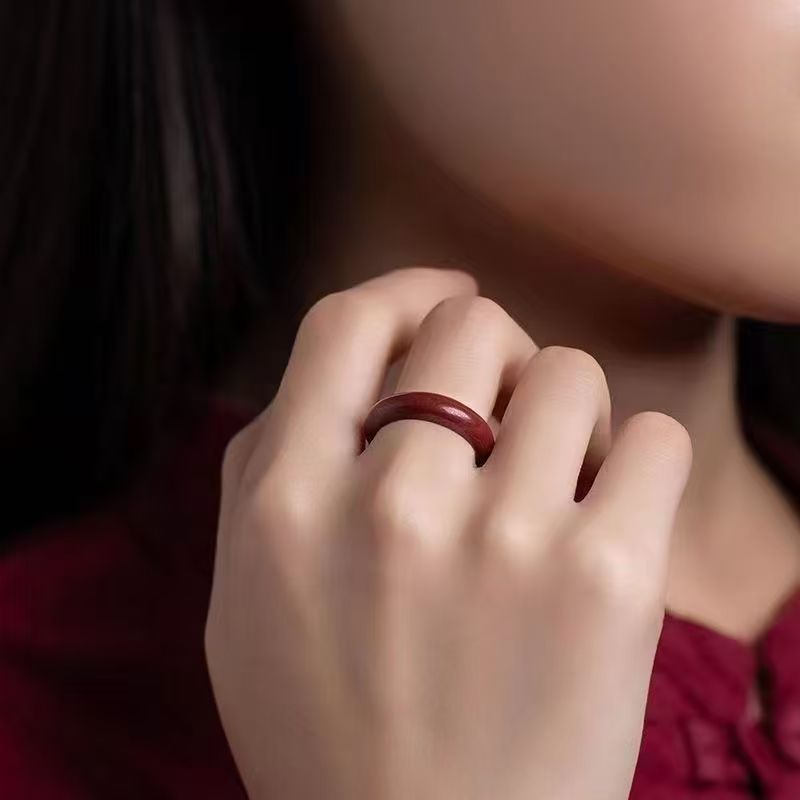 源头厂家朱砂戒指紫金砂素圈男女本命年红色指环戒圈直播货源批发|undefined