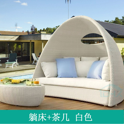 Cama de caña al aire libre doble jaula de pájaros sofá cama de vacaciones villa de ocio terraza tumblr balcón cama redonda tumblr