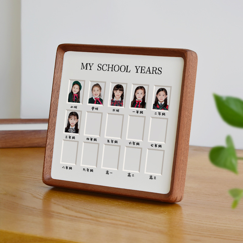 Carefully Selected Growth Photo Frames for Children to Record and Preserve Photos of Primary School Students and Baby Photos, Made of Solid Wood, for 2inch Id Photos