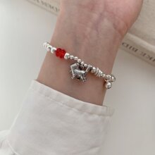 猫咪红玛瑙手链女重工本命年转运珠复古小众串珠可调节百搭手饰女