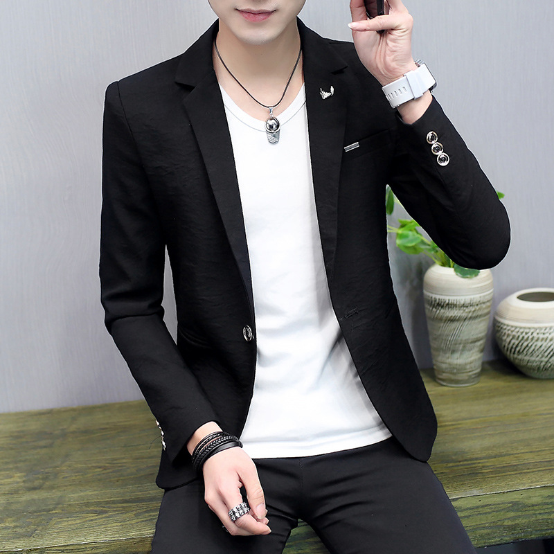 2021男士个性潮牌西服青年春款休闲小西装浅色日系上衣外套