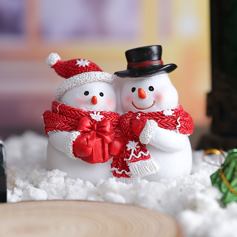 Christmas Snowman Resin Decoration Cartoon Snowman Doll Blind Box Christmas Window Decoration Micro Landscape Snowman Decoration