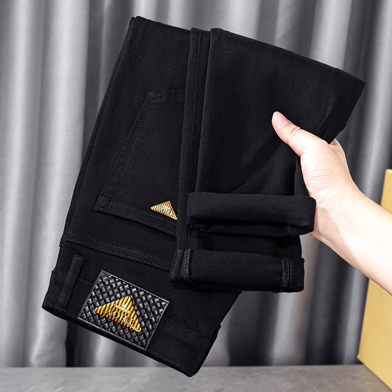 Jeans Herren High-End Herbst und Winter neue kleine gerade Röhre lässig Stretch leicht Luxus Trend vielseitig Business lang_voghion.com