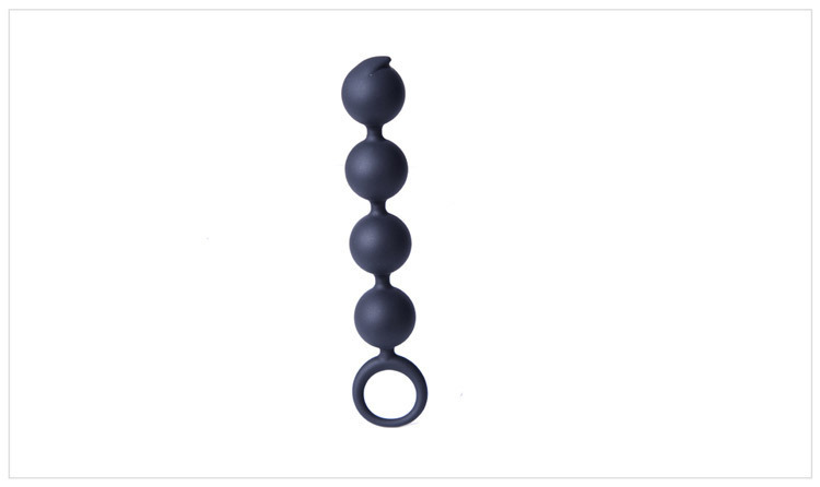 Silicone Anal Beads Plug with Pull Ring, 4-Bead Black Design — detail image 14