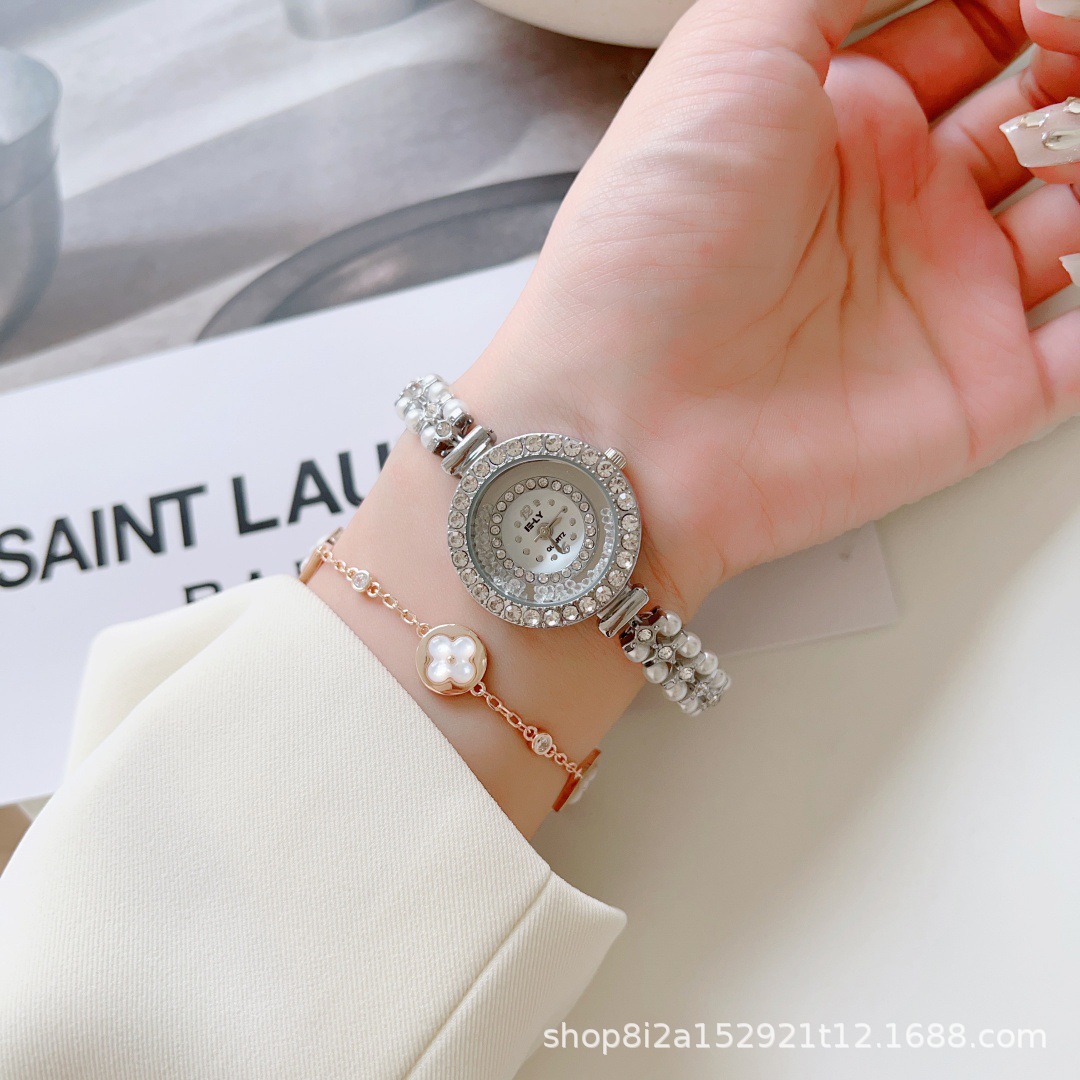 Trendy Fashion Watch for Women, Student Niche, Light Luxury, High-Value Rhinestone Pearl Bracelet Watch for Foreign Trade Cross-Border Live Streaming