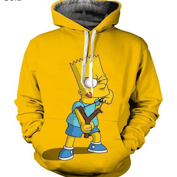 Cross-Border Cartoon the Simpsons 3D Digital Print Hooded Sweatshirt Fashion Trendy Hooded Pullover for Men