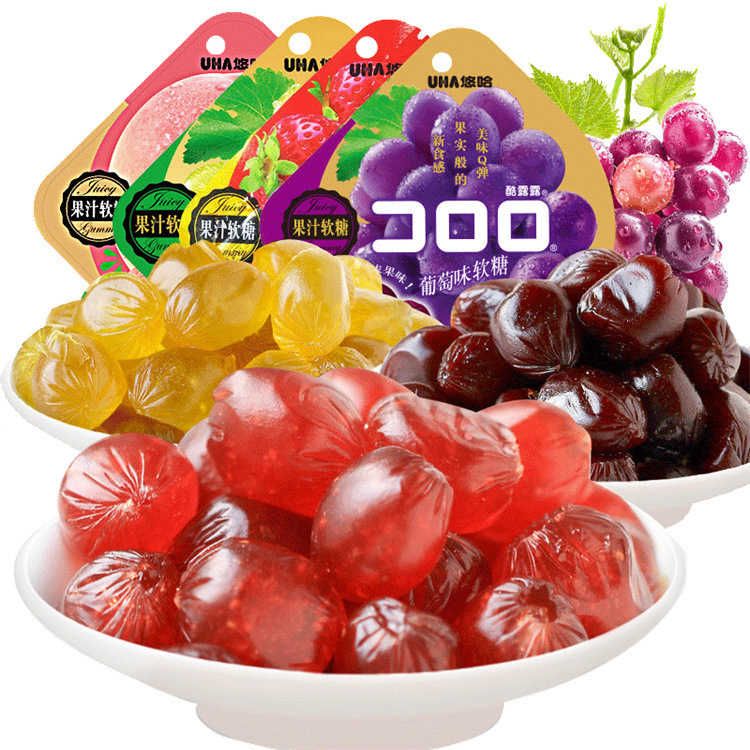 UHA YooHa Juice Gummies 3 Flavors Available, 1 Box of 6 Bags * 52G