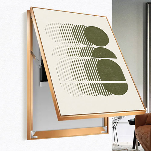 北欧抽象线条电表箱装饰画竖版可推拉遮挡配电箱挂画绿色小清新