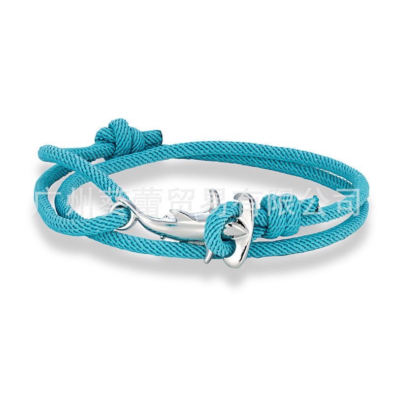 Japanese-Style Ocean Series Small Hammerhead Shark Bracelet Multi-Layer Wrapped Waterproof Nylon Rope Student Couple Beach Accessories