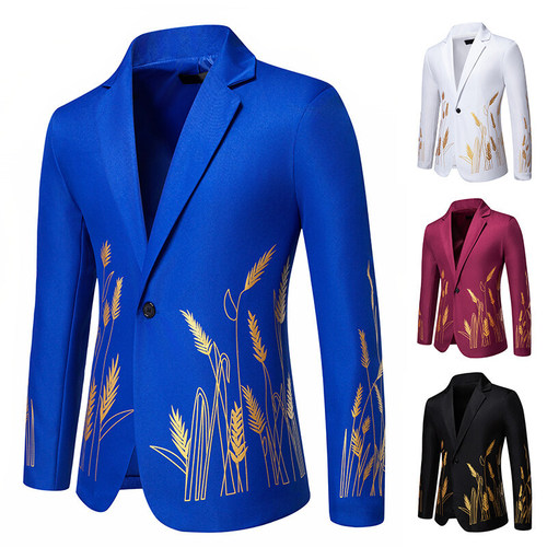 Amazon New Court Style Wheat Ear Print Design Suit X17P60