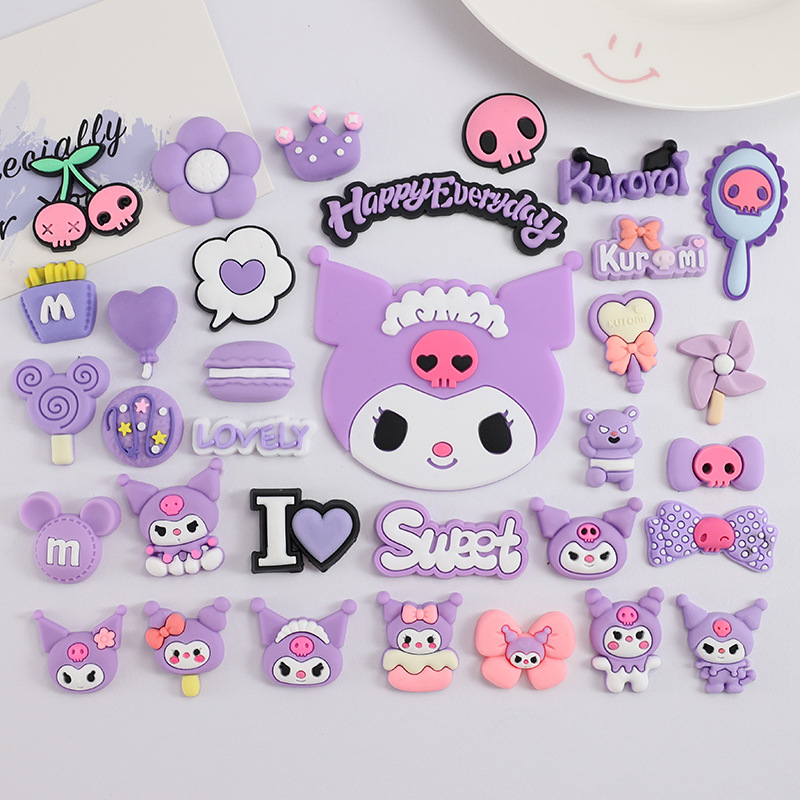 紫色骷颅精灵卡通字牌拖鞋DIY软胶配件手机壳ipad装饰发夹冰箱贴