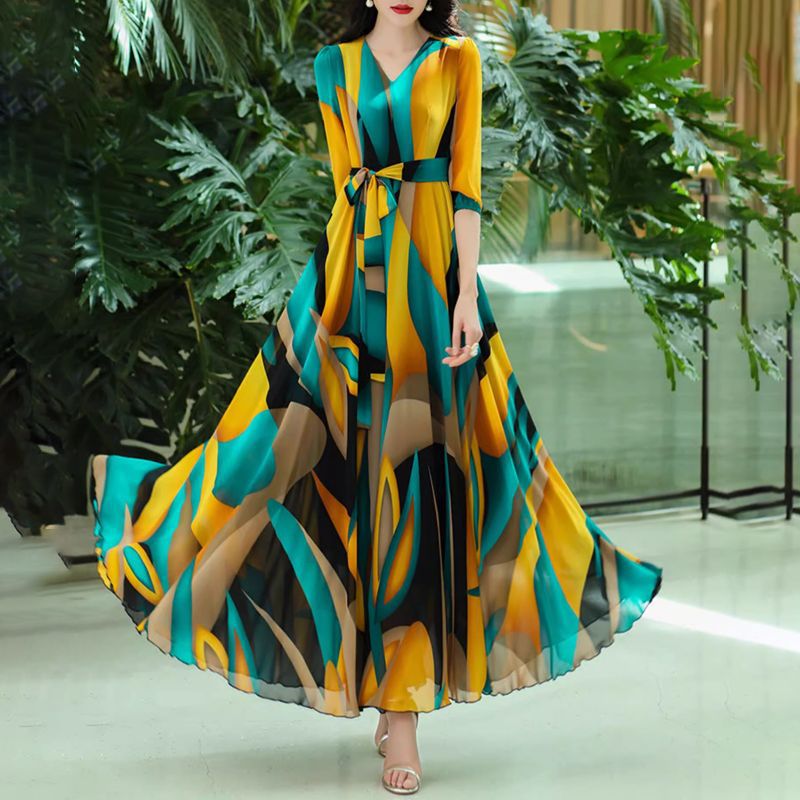 Summer elegant shiffon fitted dress