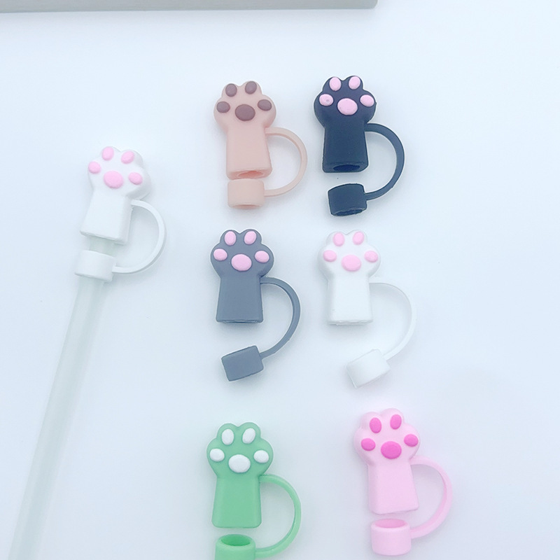 Comercio electrónico transfronterizo garra de gato de dibujos animados lindo tapa de pajita de gran diámetro 10mm tapón de pajita creativo a prueba de polvo al por mayor