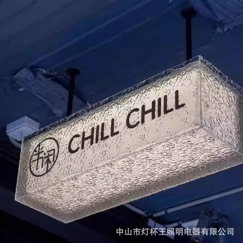 Doble cara colgando piedra agua acrílico caja de luz luminosa cartel ventana bar cajero letrero personalizado