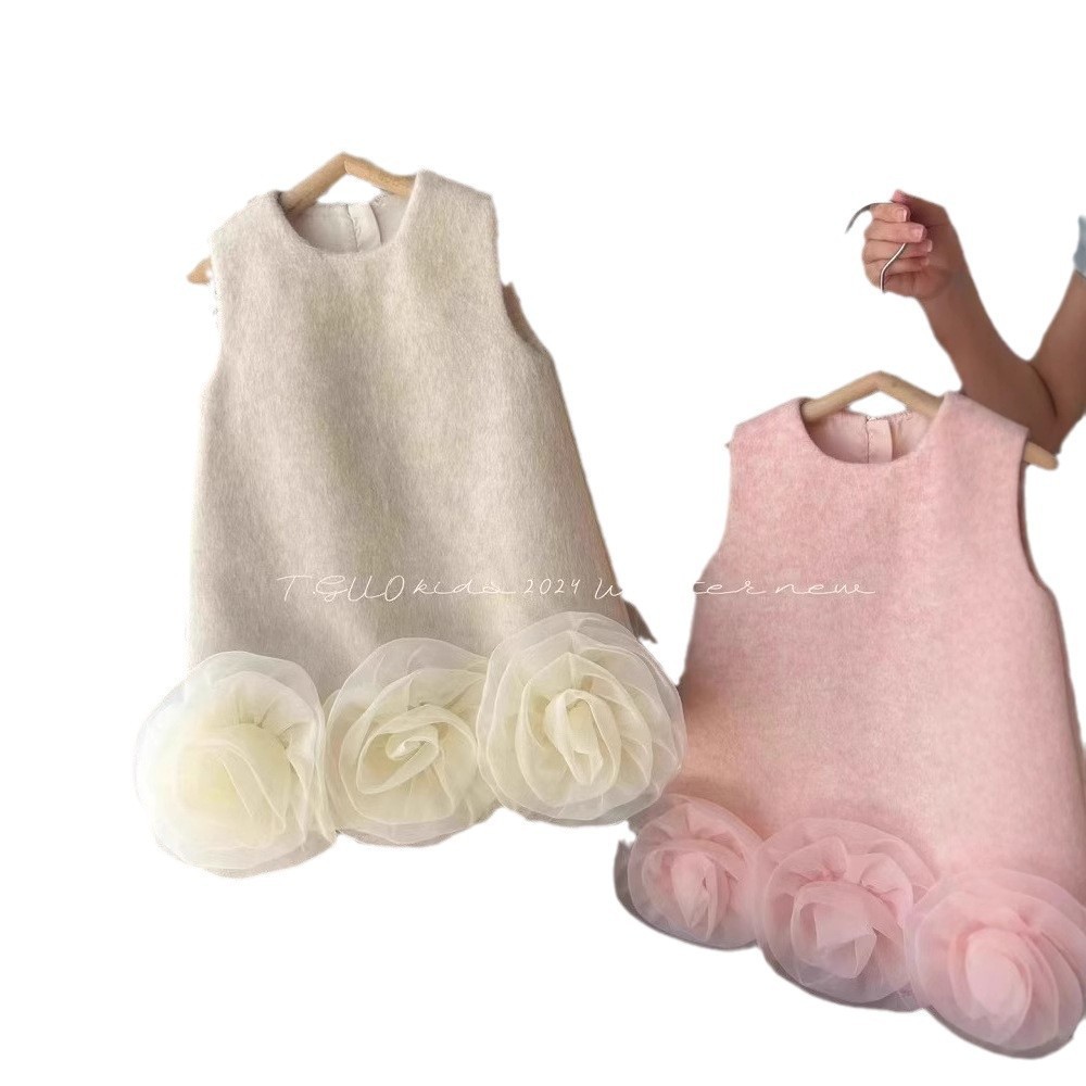 Xianning Seven Girls Little Fragrant Dress New Children's Otoño e invierno Tesoros femeninos Vestido de cumpleaños Vestido de chaleco de flores