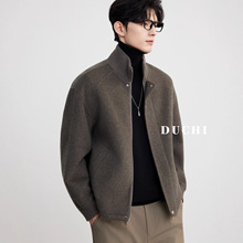 {骆驼绒}正品冬季短款双面保暖毛呢大衣外套男25新款天丝立领夹克