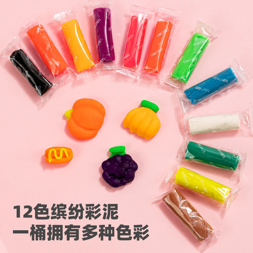 Deli 7022 Colorful Plasticine Set 12 Colors Children's Creative Handmade Toys Students Containing Tools Kindergarten