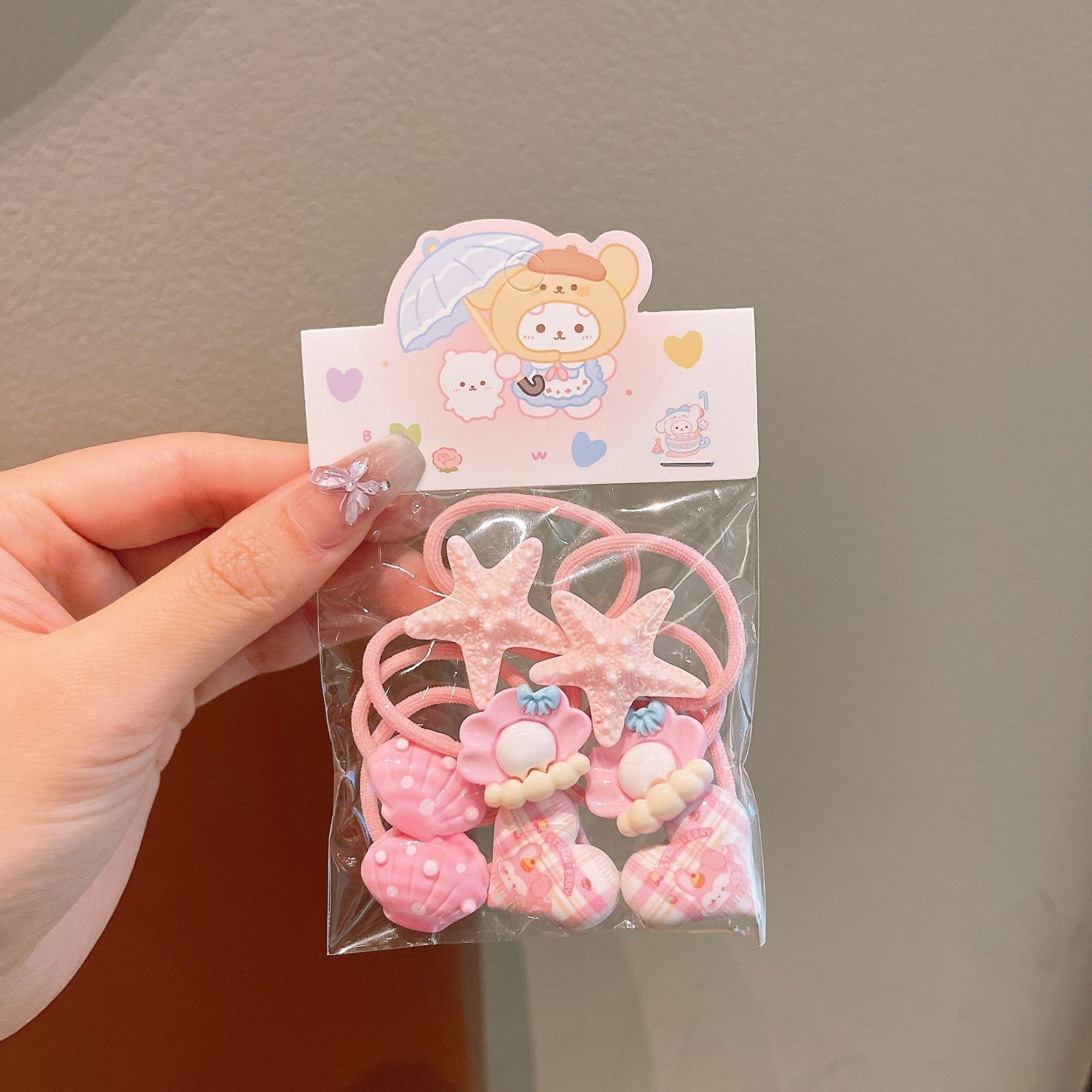 Anillo de pelo de pulgar de dibujos animados para niños, cabello para bebés, cabello para bebés, banda de pelo de alta elasticidad coreana