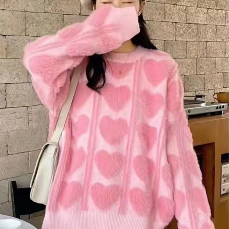 Свитер из искусственного норки и кашемира, женский зимний утолщенный новый пуловер 2023, свободный свитер в ленивом стиле, вязаный Топ