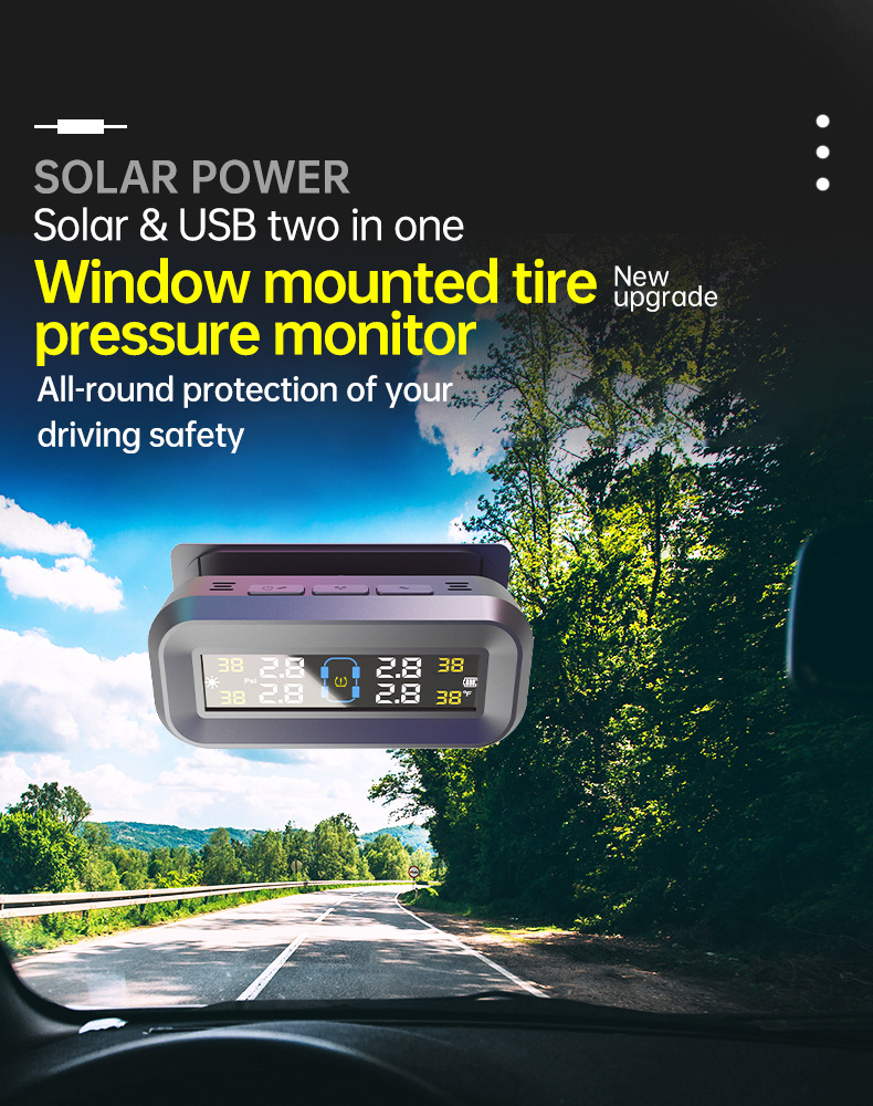 T14 tire pressure monitor sensor internal and external 360 rotating solar high precision universal tire detector