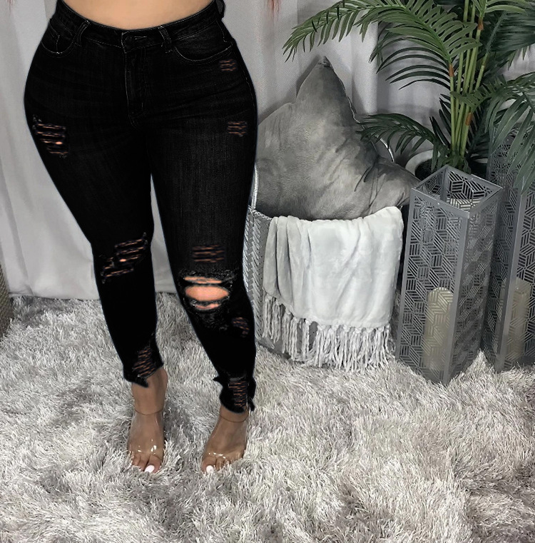 Women's Holiday Daily Streetwear Solid Color Full Length Washed Jeans display picture 5