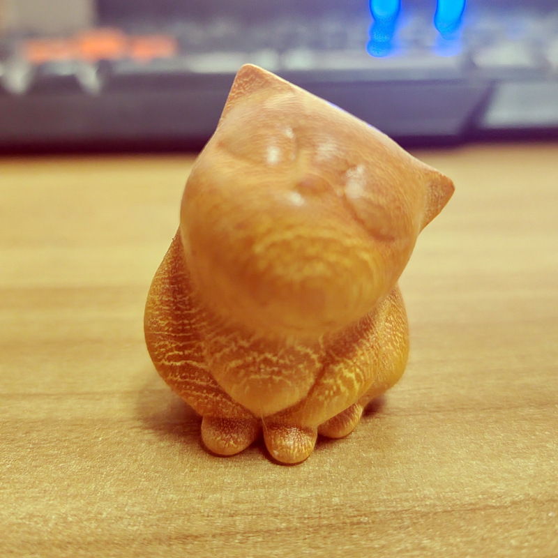可爱小猫送女友童趣猫系列檀木简约实木雕刻手把生日礼物猫咪摆件|undefined