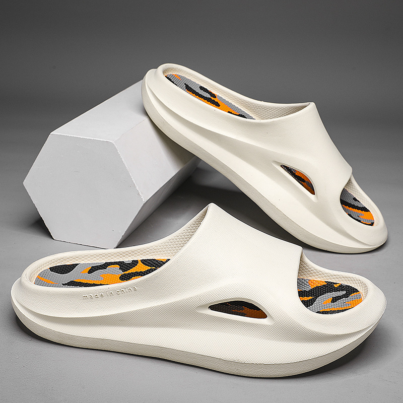 Zapatillas de verano para hombres pisar mierda sensación de fondo grueso elevación fuera del baño Eva zapatillas de verano un agente de pelo
