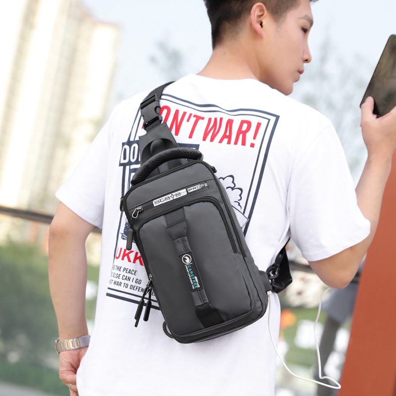 Cross-border Special For Manufacturers To Approve New Men's Chest Bag Charging Usb Interface Chest Bag Multi-functional Shoulder Bag Backpack