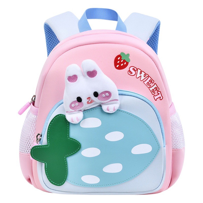 New kindergarten schoolbag cute Strawberry Rabbit children's schoolbag cartoon ultra-light burden reduction anti-lost children's bag