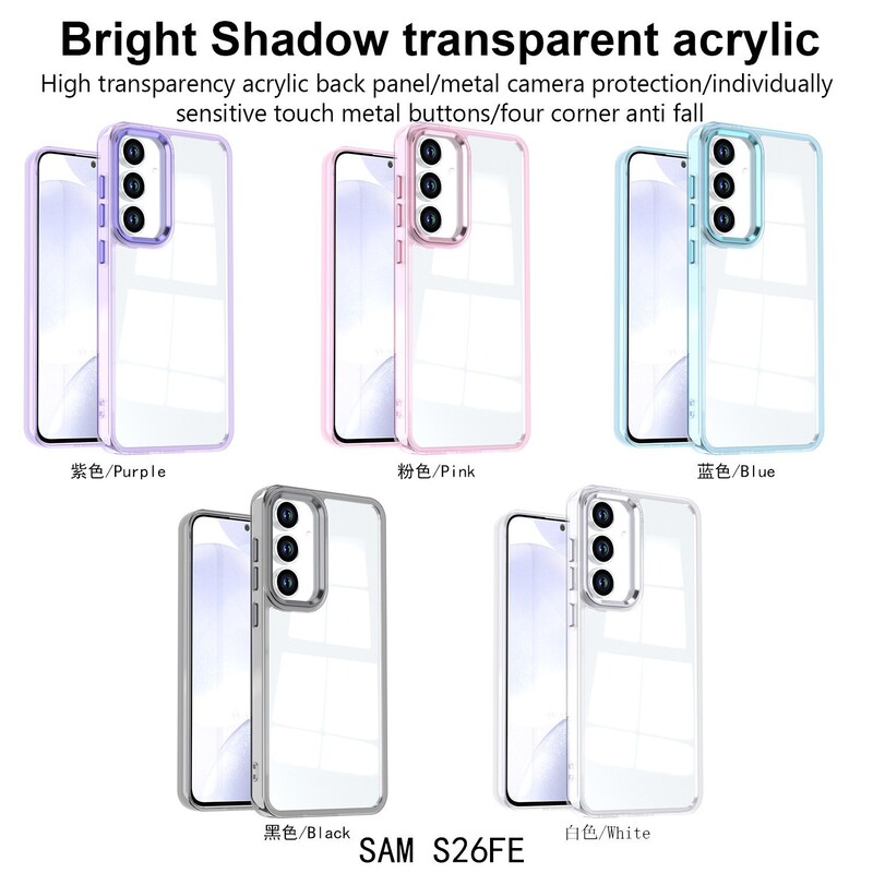 Suitable for Samsung S26Fe Bright Shadow Phone Case A57 High-Transparency Acrylic S25 Hardware Button Anti-Fall A27 Protective Case Suitable for Samsung S26Fe Bright Shadow Phone Case A57 High-Transparency Acrylic S25 Hardware Button Anti-Fall A27 Protective Case