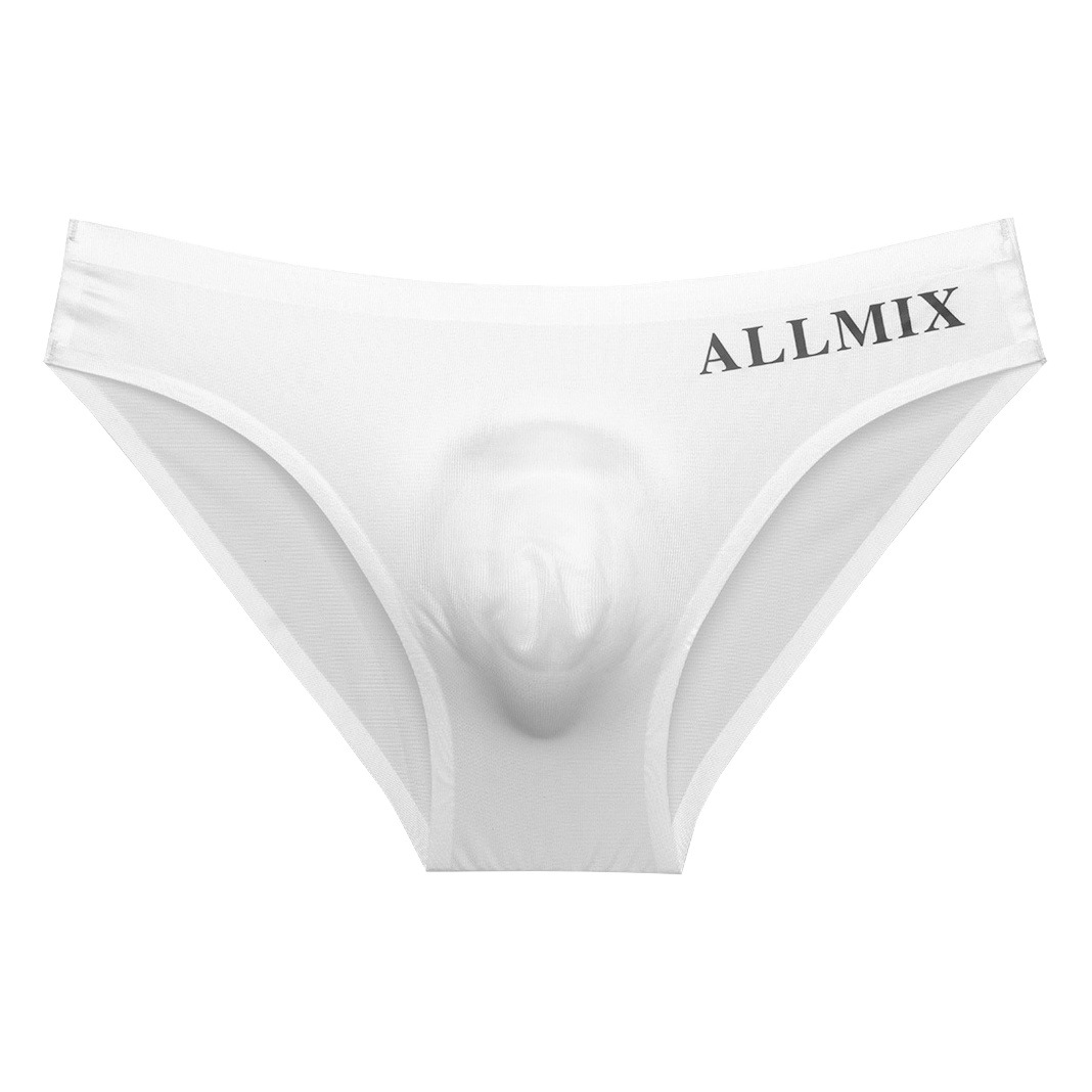 Foreign trade men's summer breathable comfortable letters sports sexy transparent bag egg ice silk low waist briefs underwear