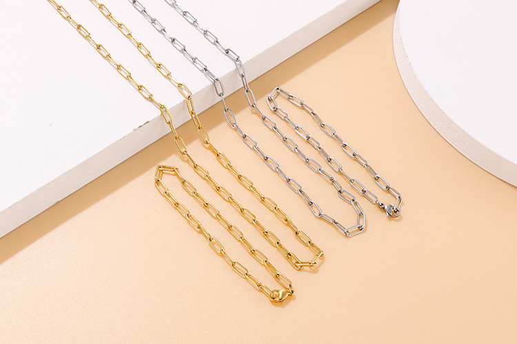 new fashion simple thick chain paper clip chain bracelet set wholesale nihaojewelry