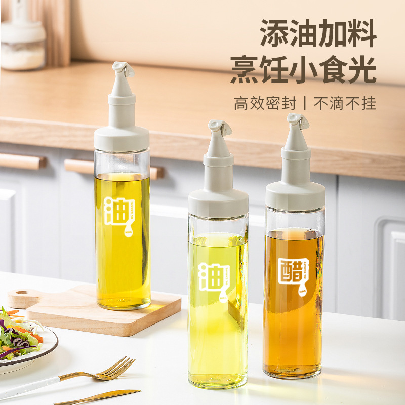 New Macedonian extended transparent glass oil bottle 500ml sealed leak-proof oil bottle with label soy sauce vinegar bottle