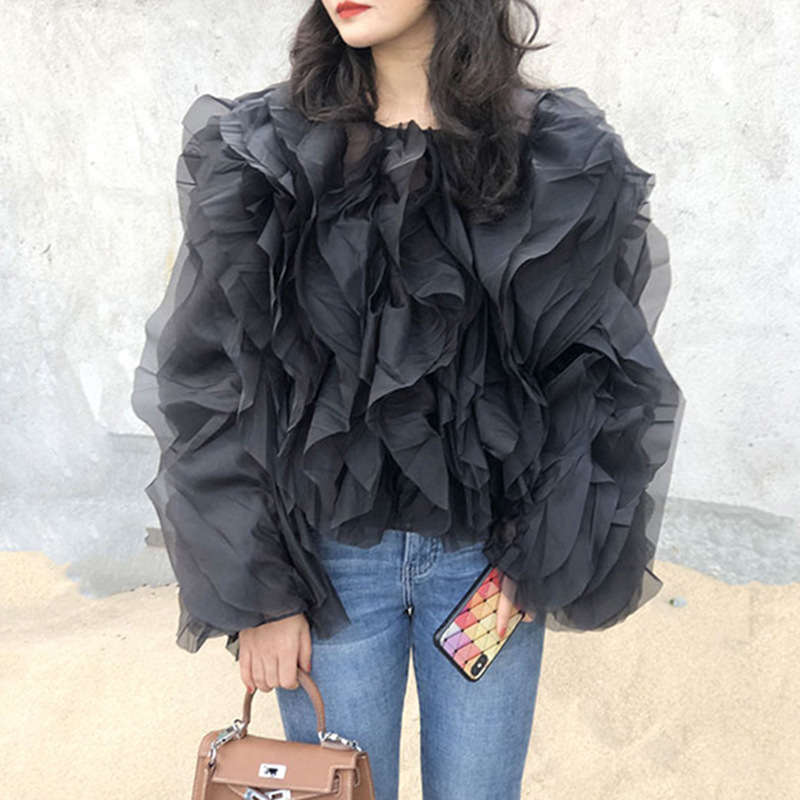 French-Style Design Women's Shirt 2026 Autumn New Fashion Personalized Ruffled Long-Sleeve Versatile Top for Women French-Style Design Women's Shirt 2026 Autumn New Fashion Personalized Ruffled Long-Sleeve Versatile Top for Women