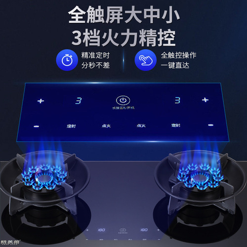 Smart touch timer gas double stove household gas stove stove liquefied gas natural gas double stove flip-top magic dish stove