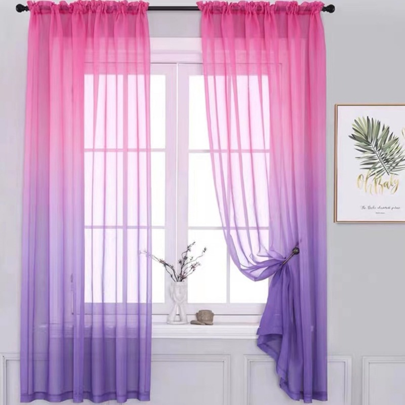 Amazon Curtains Modern Simple Gradient Window Screen Curtains Finished Bedroom Living Room Bay Window Export Gauze Curtains